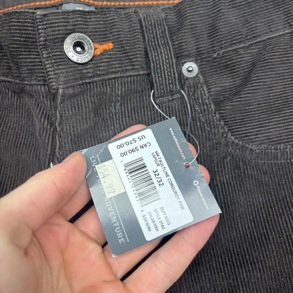 Eddie Bauer Fairline Corduroy Pants Mens 32x32 Brown Straight 5 Pocket NWT - Picture 4 of 13